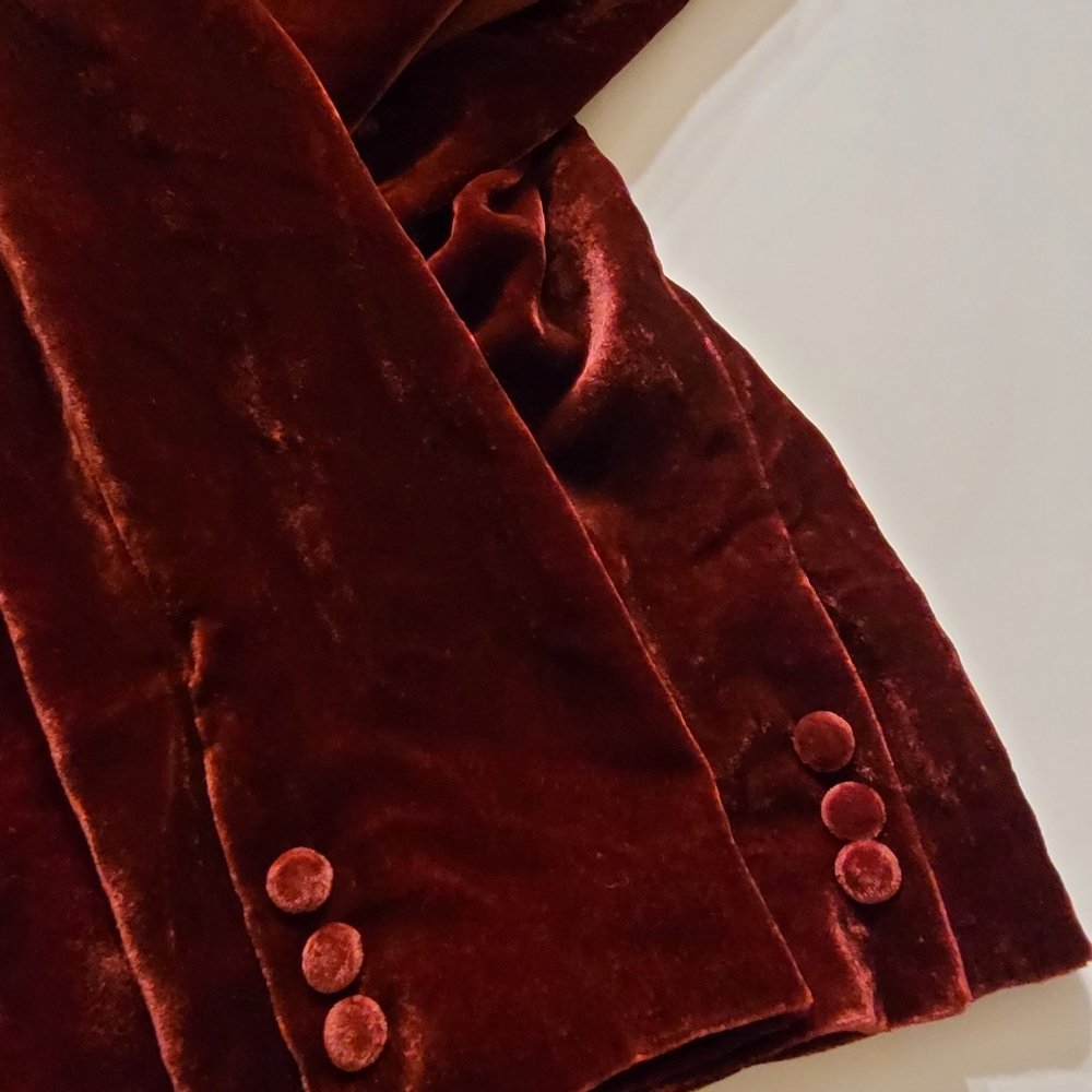 Revolve House of Harlow 1960 Chloe Boyfriend Burgundy Velvet Blazer Jacket - Picture 15 of 15